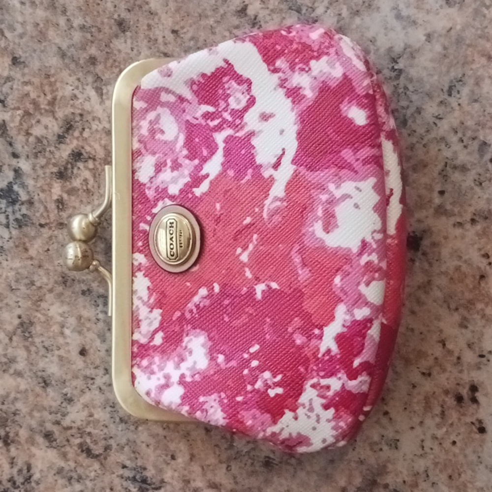 Coach Marble Pink and White Clutch Change Purse